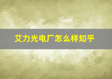 艾力光电厂怎么样知乎