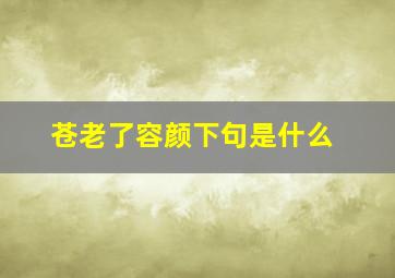 苍老了容颜下句是什么