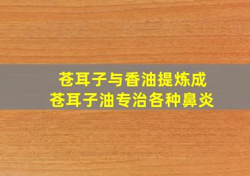 苍耳子与香油提炼成苍耳子油专治各种鼻炎