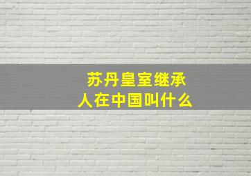 苏丹皇室继承人在中国叫什么