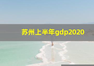 苏州上半年gdp2020