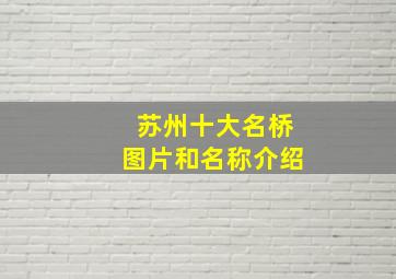 苏州十大名桥图片和名称介绍