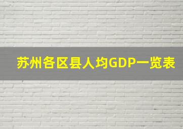 苏州各区县人均GDP一览表