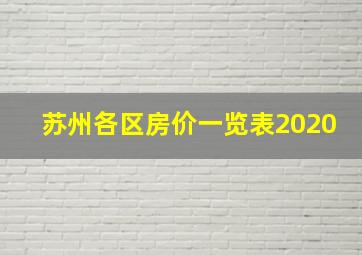 苏州各区房价一览表2020