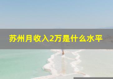 苏州月收入2万是什么水平