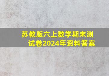 苏教版六上数学期末测试卷2024年资料答案