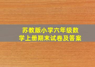 苏教版小学六年级数学上册期末试卷及答案