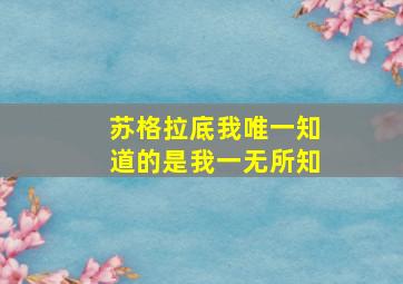 苏格拉底我唯一知道的是我一无所知