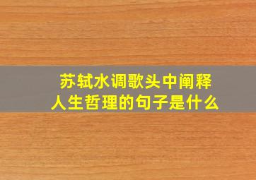 苏轼水调歌头中阐释人生哲理的句子是什么