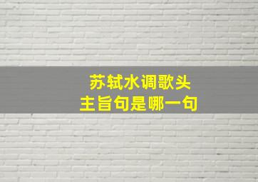 苏轼水调歌头主旨句是哪一句