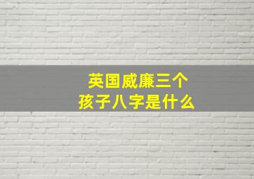 英国威廉三个孩子八字是什么