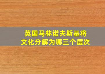 英国马林诺夫斯基将文化分解为哪三个层次