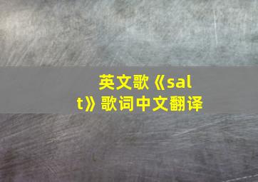 英文歌《salt》歌词中文翻译