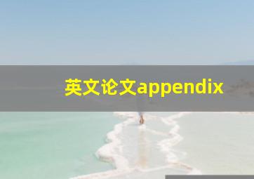 英文论文appendix