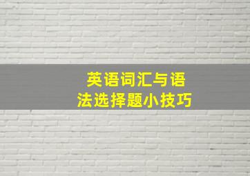 英语词汇与语法选择题小技巧