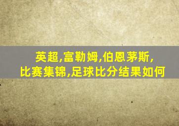 英超,富勒姆,伯恩茅斯,比赛集锦,足球比分结果如何