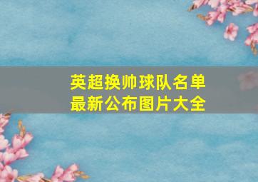 英超换帅球队名单最新公布图片大全