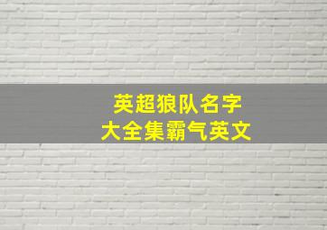 英超狼队名字大全集霸气英文