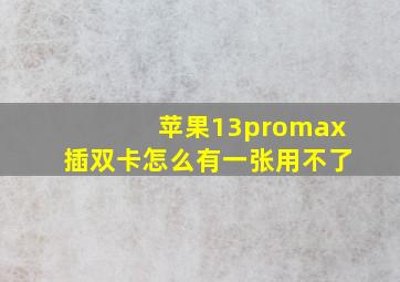 苹果13promax插双卡怎么有一张用不了