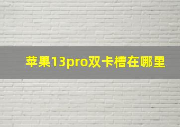 苹果13pro双卡槽在哪里