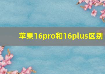 苹果16pro和16plus区别