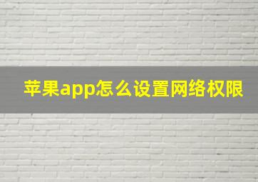 苹果app怎么设置网络权限