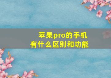 苹果pro的手机有什么区别和功能