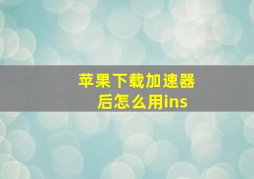 苹果下载加速器后怎么用ins