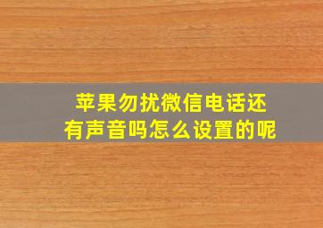 苹果勿扰微信电话还有声音吗怎么设置的呢