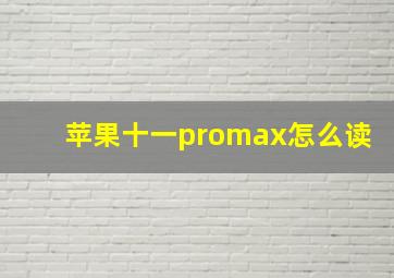 苹果十一promax怎么读