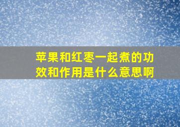 苹果和红枣一起煮的功效和作用是什么意思啊