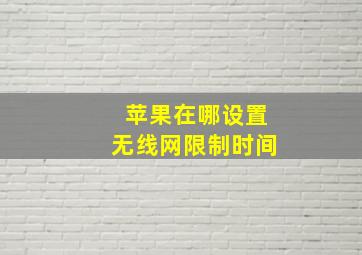 苹果在哪设置无线网限制时间