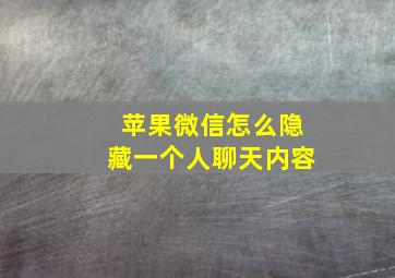 苹果微信怎么隐藏一个人聊天内容