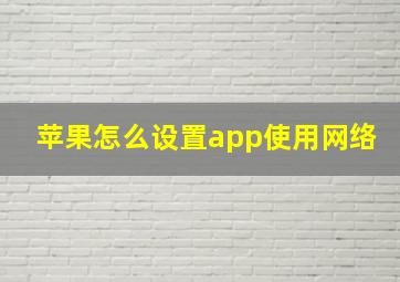 苹果怎么设置app使用网络