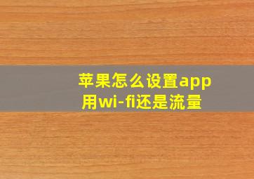 苹果怎么设置app用wi-fi还是流量