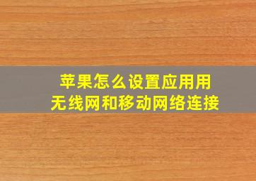 苹果怎么设置应用用无线网和移动网络连接