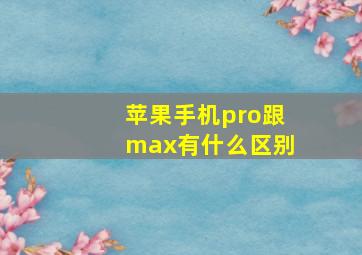 苹果手机pro跟max有什么区别