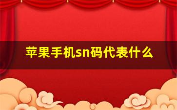 苹果手机sn码代表什么