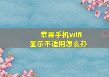 苹果手机wifi显示不适用怎么办