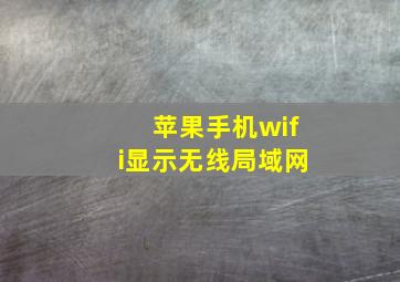 苹果手机wifi显示无线局域网