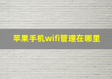 苹果手机wifi管理在哪里