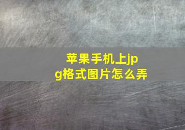 苹果手机上jpg格式图片怎么弄