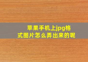 苹果手机上jpg格式图片怎么弄出来的呢