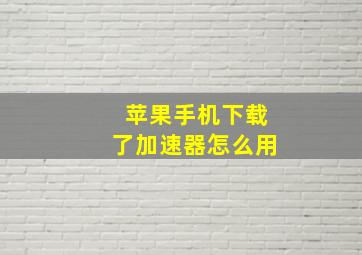 苹果手机下载了加速器怎么用