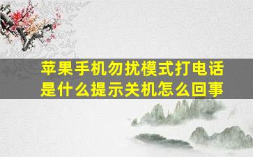 苹果手机勿扰模式打电话是什么提示关机怎么回事