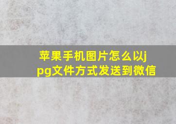 苹果手机图片怎么以jpg文件方式发送到微信