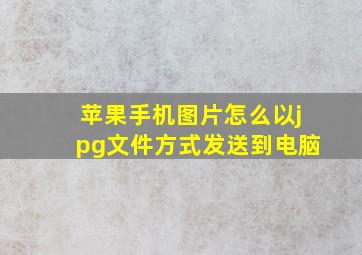 苹果手机图片怎么以jpg文件方式发送到电脑