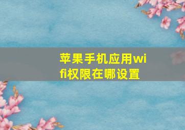 苹果手机应用wifi权限在哪设置