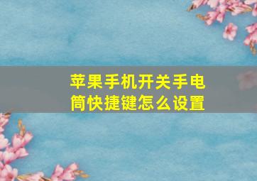 苹果手机开关手电筒快捷键怎么设置