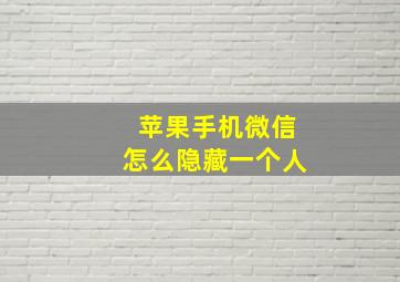 苹果手机微信怎么隐藏一个人